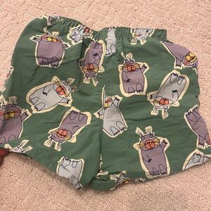 Patagonia Kids Green and Purple Cartoon Print Shorts